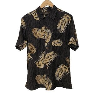 Tasso Elba 100% Silk Palm Tree Print Button Down Shirt
